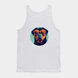 Cute Rottweiler With Sunglasses Tank Top